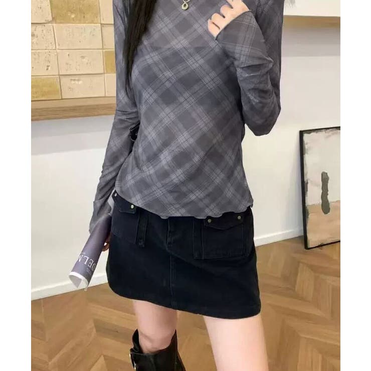 チェック柄シアトップス トップス シアートップス | kirakiraShop  | 詳細画像3 