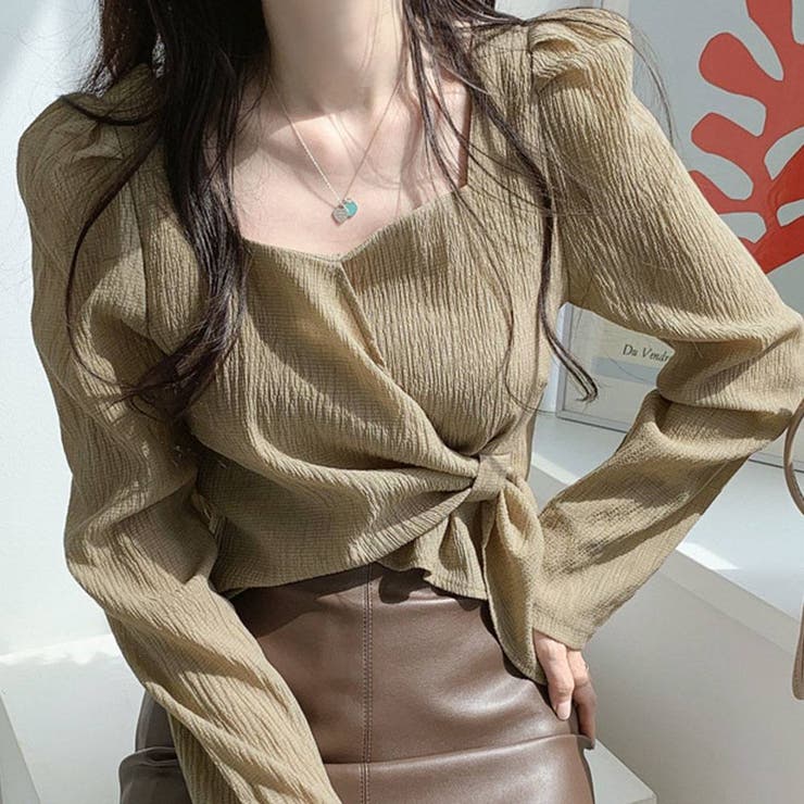 ベージュ | フロントリボンブラウス 2サイズ トップス | kirakiraShop 