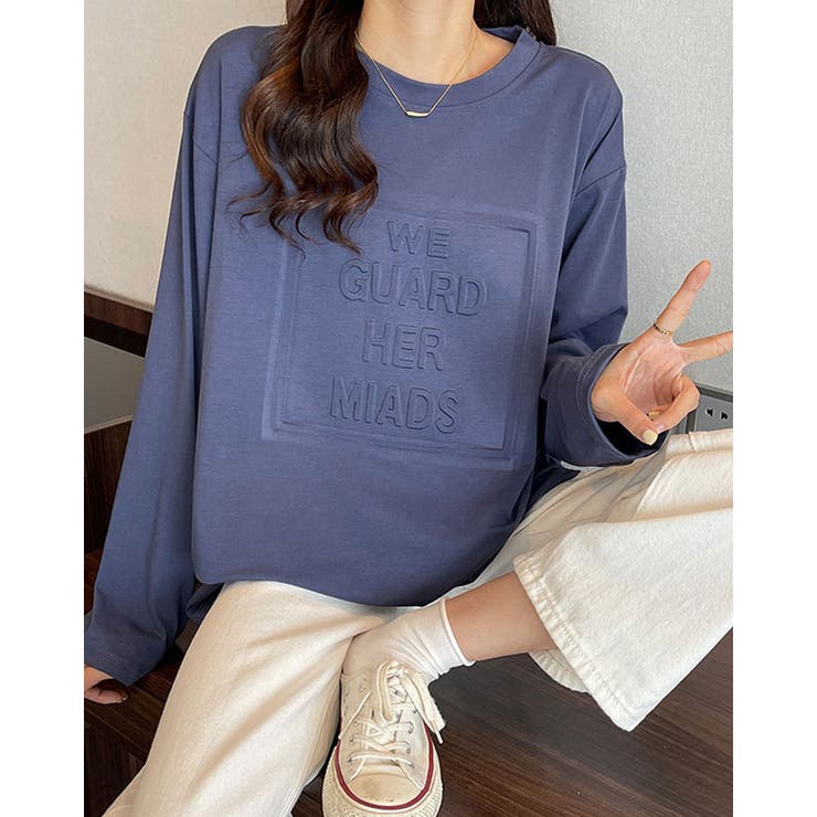 【超ポイント祭?期間限定】 立体ロゴオーバーサイズロンT トップス ロゴTシャツ[品番 トップス