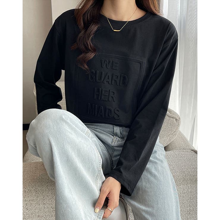 立体ロゴオーバーサイズロンT トップス ロゴTシャツ[品番