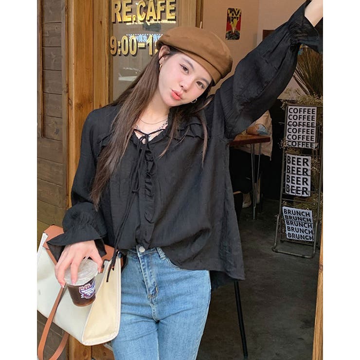 【paris】購入品 フリルリボンタイデザイン　ブラウス DSC / フリルネックリボンデザインブラウス（WEB限定） TOPS