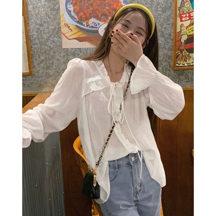 【SHOPLIST限定】フリルデザインリボンブラウス トップス フリルブラウス | kirakiraShop  | 詳細画像10 