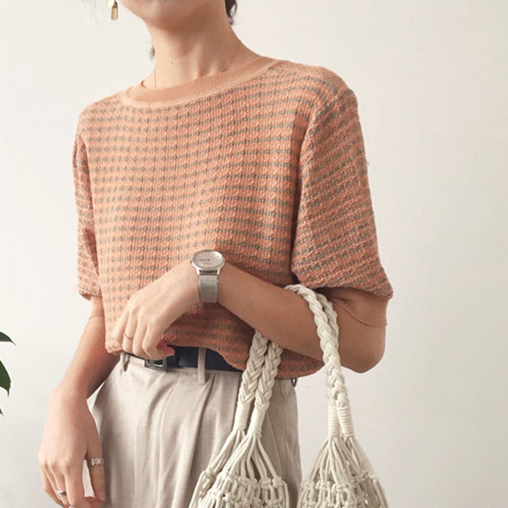 コーラル | 【SHOPLIST限定】ミックスボーダーサマーニットトップス トップス サマーニ… | kirakiraShop 