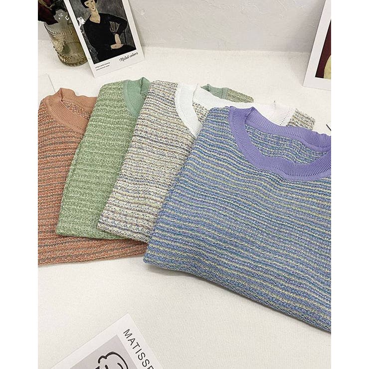 【SHOPLIST限定】ミックスボーダーサマーニットトップス トップス サマーニ… | kirakiraShop  | 詳細画像12 