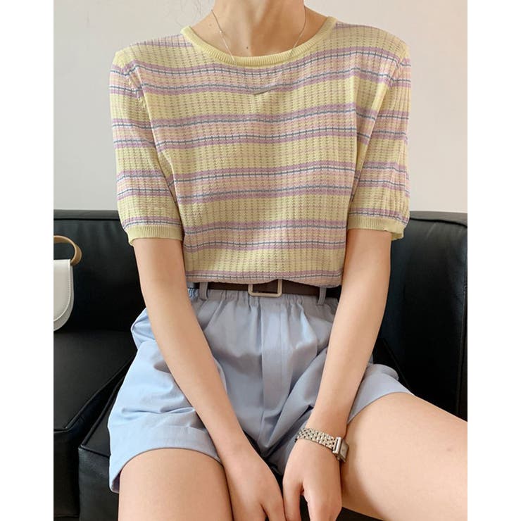 ルーズ サマーニット トップス ボーダー 半袖 韓国 夏 nr9897 楽天市場】【マラソン期間中 5%OFFクーポン】kirakiraShop