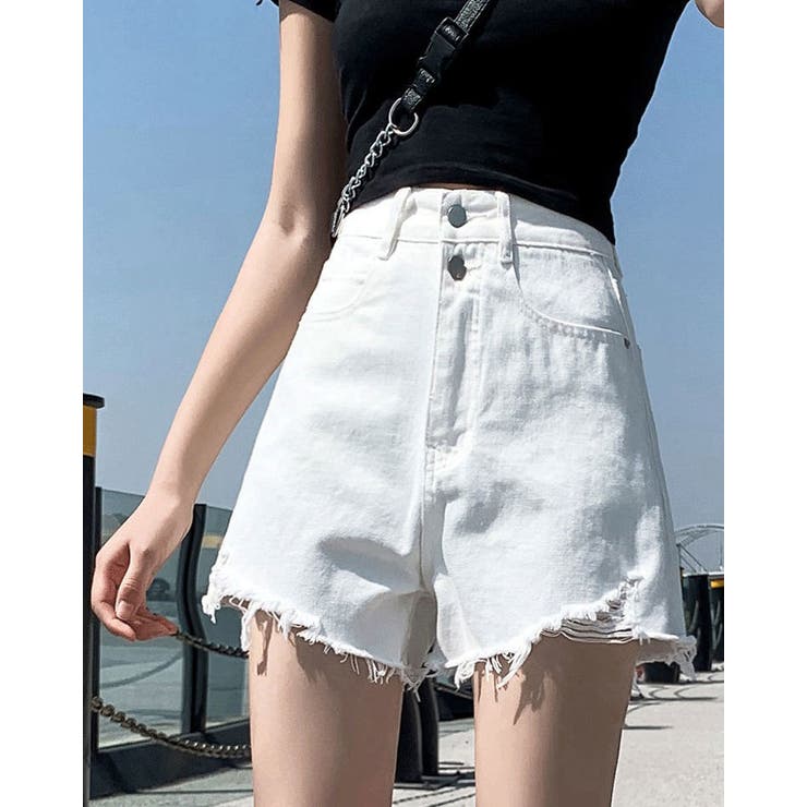 ダメージデニムショートパンツ 4サイズ ボトムス[品番:IK000006858 ダメージデニムショートパンツ 4サイズ ボトムス[品番:IK000006858