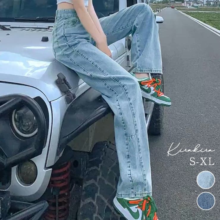 サイドラインストレートデニム 4サイズ セミワイドデニムパンツ
