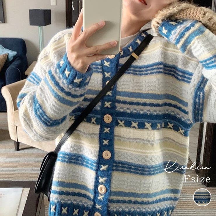 マルチボーダーニットカーディガン 1色 トップス 品番 Ik Kirakirashop キラキラショップ のレディースファッション通販 Shoplist ショップリスト