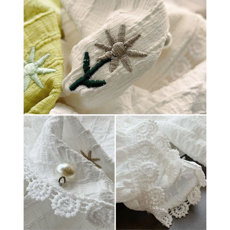 SHOPLIST限定】ポイントレース楊柳刺繍ブラウス トップス ブラウス