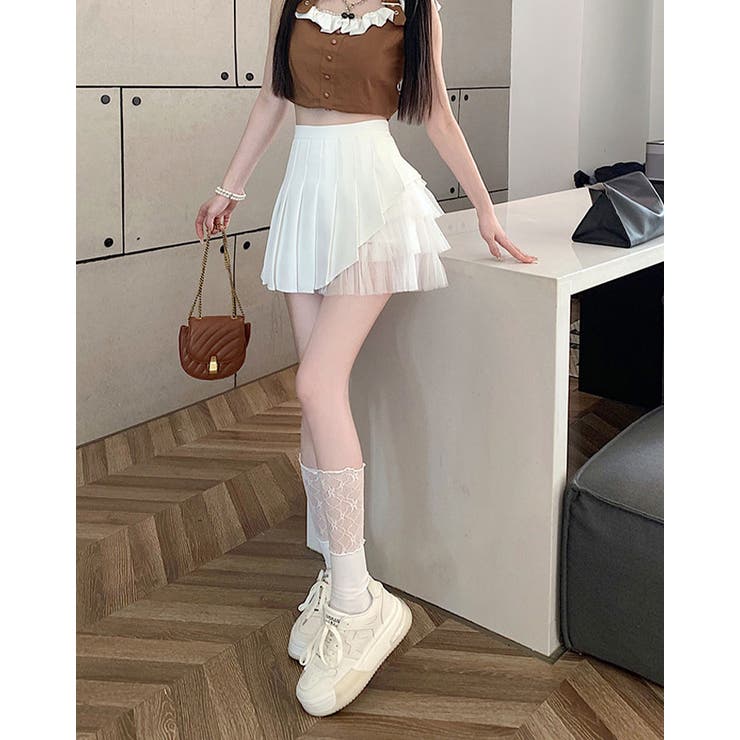 アシメレイヤードミニスカート 3サイズ ボトムス[品番