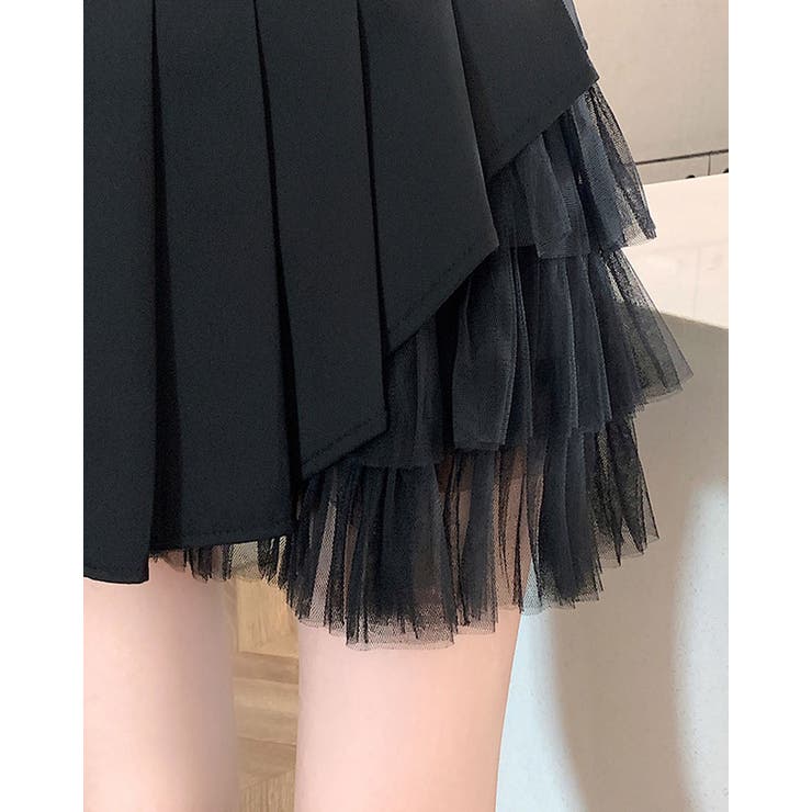 アシメレイヤードミニスカート 3サイズ ボトムス[品番