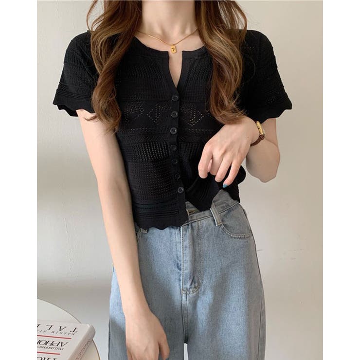 半袖カーディガン トップス ニットカーディガン | kirakiraShop  | 詳細画像4 