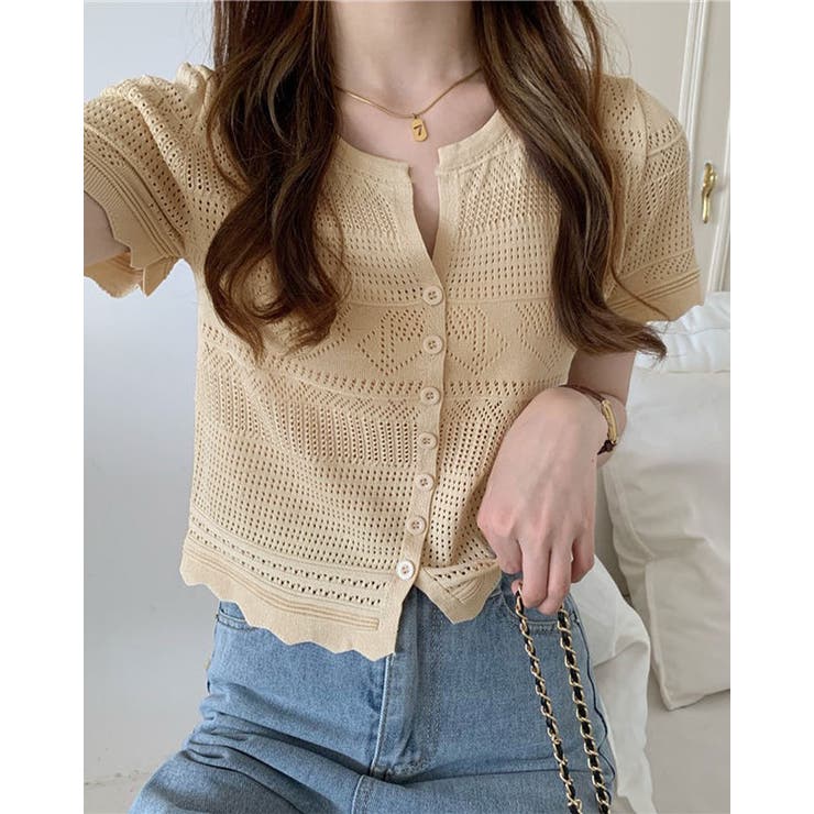 半袖カーディガン トップス ニットカーディガン | kirakiraShop  | 詳細画像9 