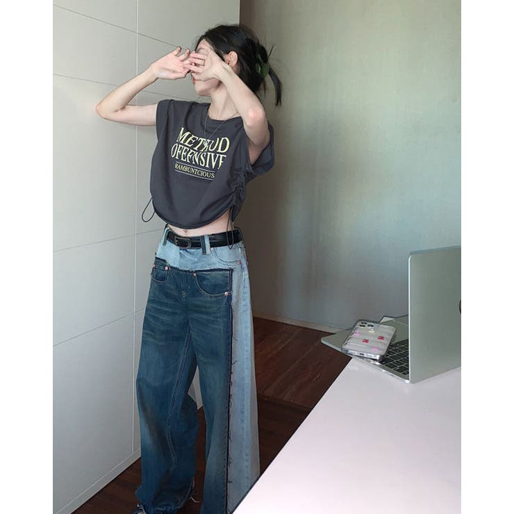 保障できる フレンチスリーブTシャツ トップス カットソー[品番 Sサイズ
