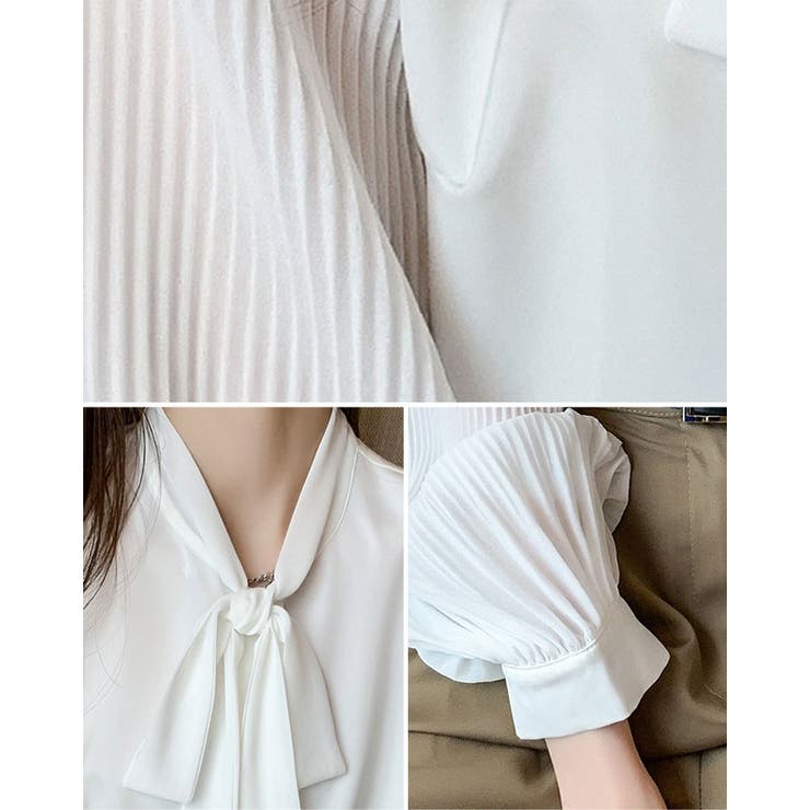 【SHOPLIST限定】異素材スリーブボウタイブラウス 2サイズ トップス | kirakiraShop  | 詳細画像8 