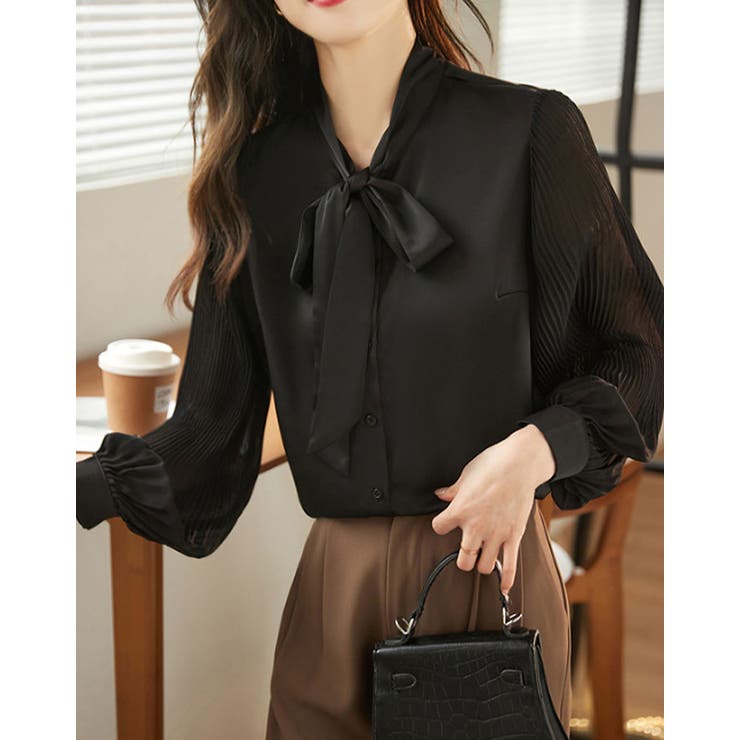 【SHOPLIST限定】異素材スリーブボウタイブラウス 2サイズ トップス | kirakiraShop  | 詳細画像7 