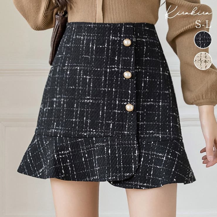 ツイードマーメイドミニスカート 3サイズ ボトムス[品番：IK000007409