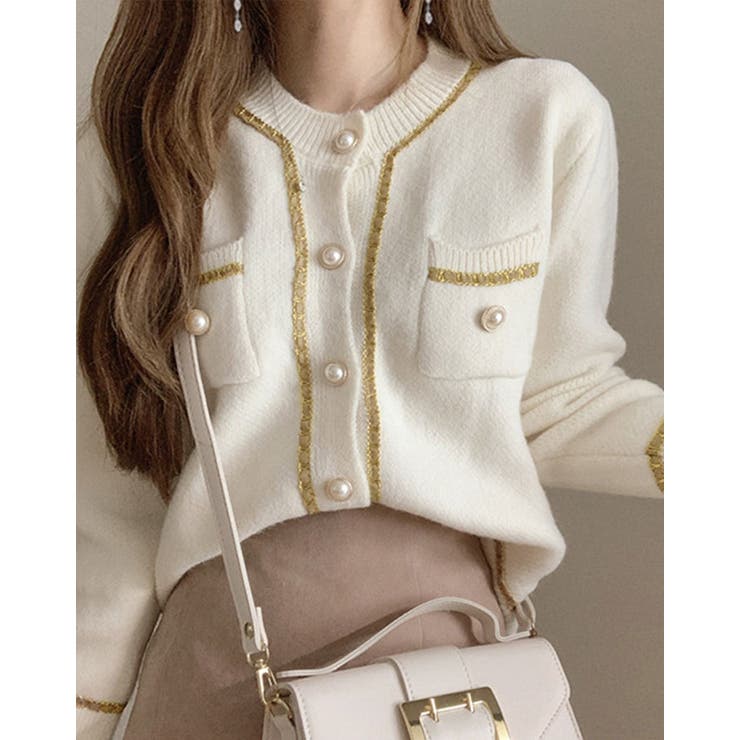 エコレザーパイピングカーディガン トップス カーディガン | kirakiraShop  | 詳細画像12 