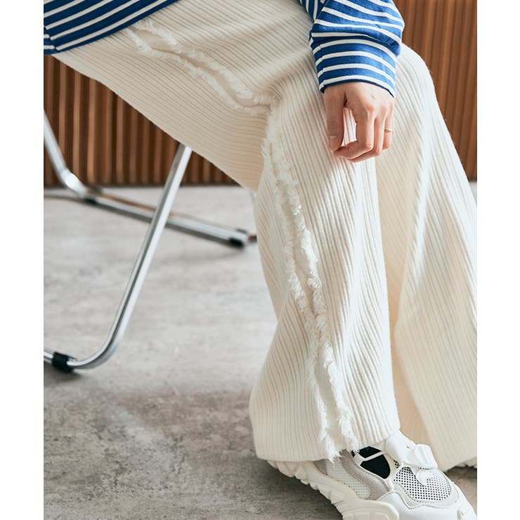サイドフリンジニットパンツ ボトムス リブニット | kirakiraShop  | 詳細画像20 