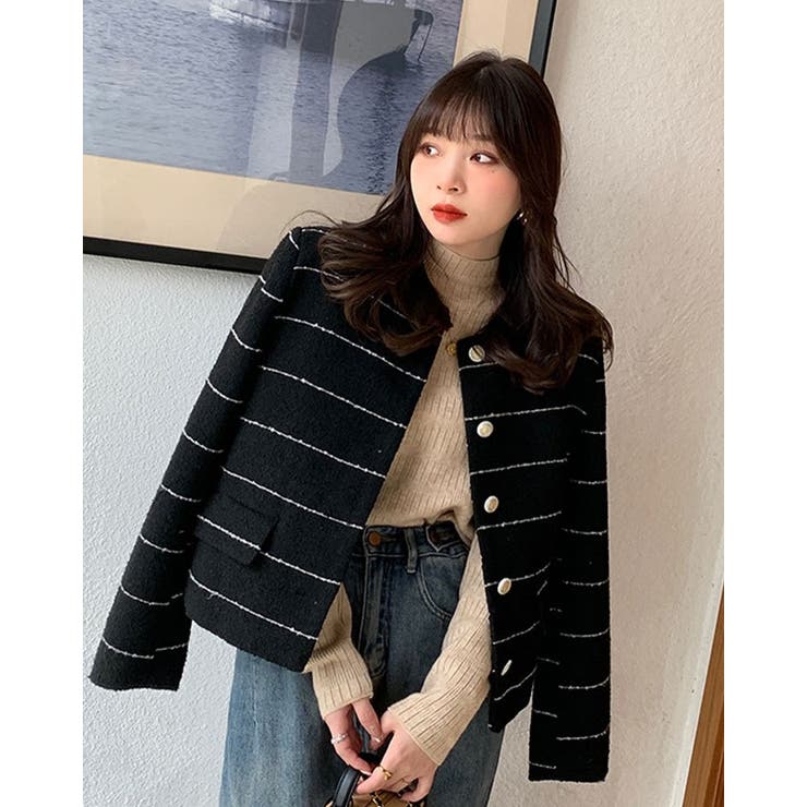 裏起毛ハイネックミックスリブニット トップス 裏起毛ニット | kirakiraShop  | 詳細画像13 