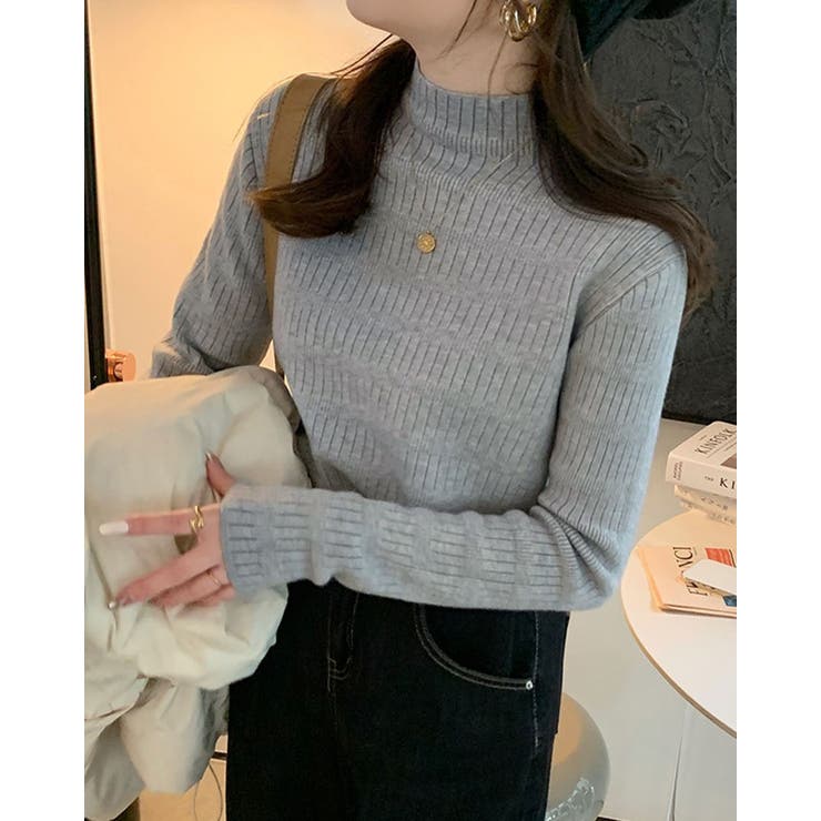 裏起毛ハイネックミックスリブニット トップス 裏起毛ニット | kirakiraShop  | 詳細画像14 