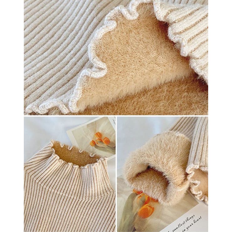 裏起毛ハイネックメロウリブニット 2サイズ トップス[品番