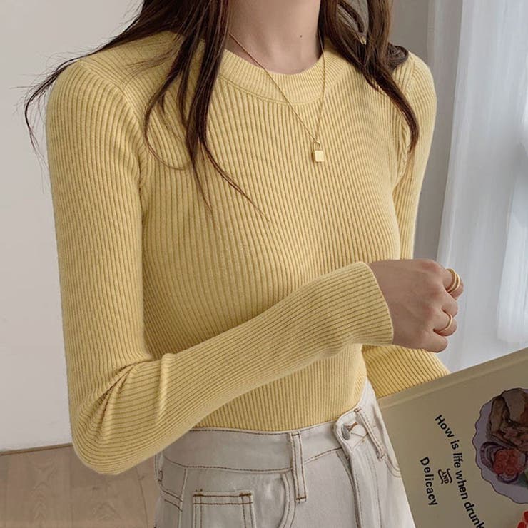 クルーネックシンプルリブニット トップス ニット[品番：IK000007530]｜kirakiraShop  （キラキラショップ）のレディースファッション通販｜SHOPLIST（ショップリスト）