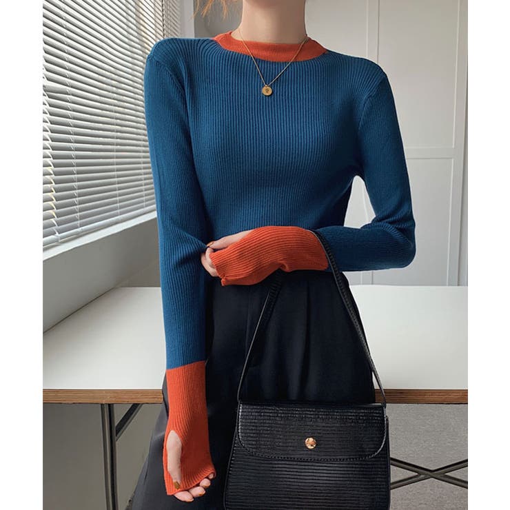 指穴バイカラーリブニット トップス リブ | kirakiraShop  | 詳細画像24 