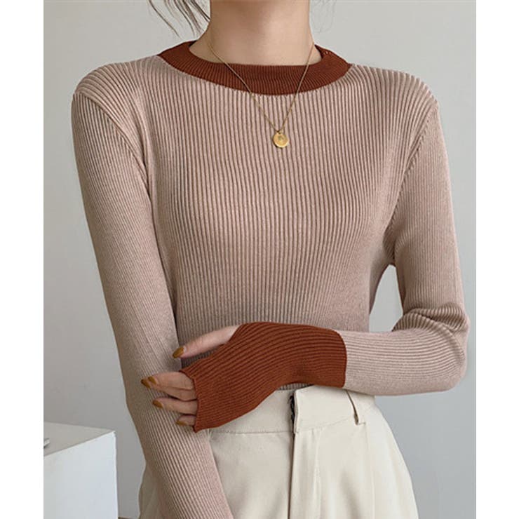 指穴バイカラーリブニット トップス リブ | kirakiraShop  | 詳細画像29 