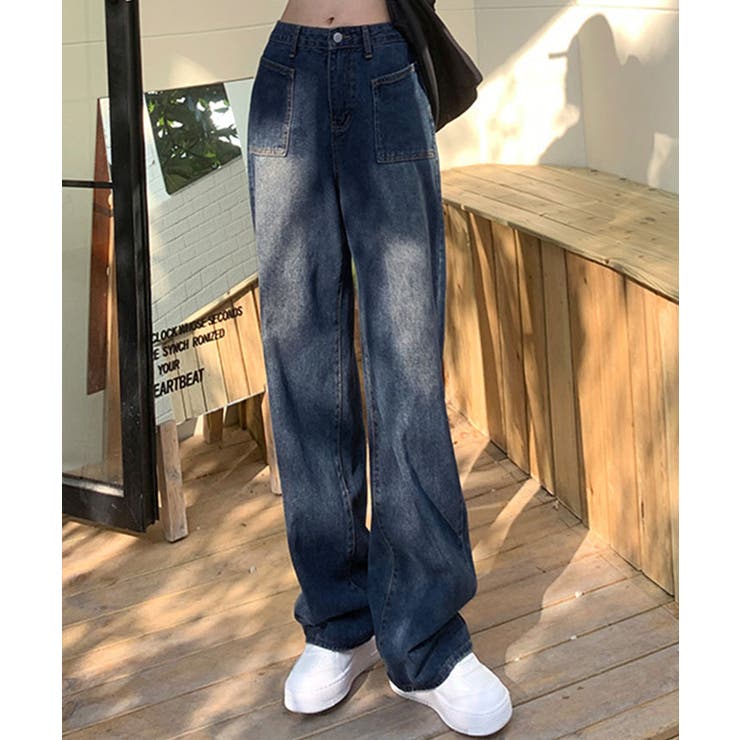超特価セール開催！！ ベイカーポケットワイドシルエットデニム ワイドパンツ デニム パンツ