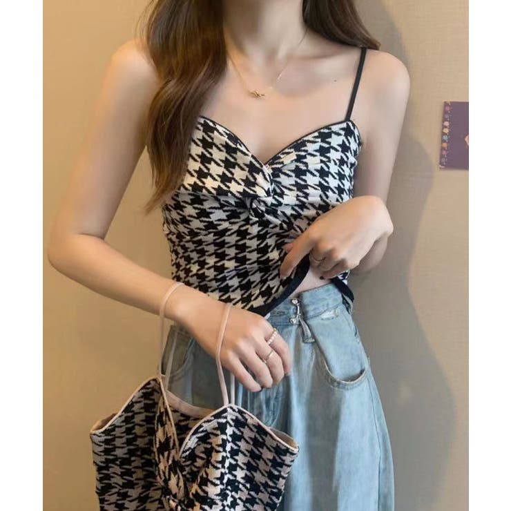 【SHOPLIST限定】フロントクロスショートニットキャミソール トップス サマ… | kirakiraShop  | 詳細画像3 