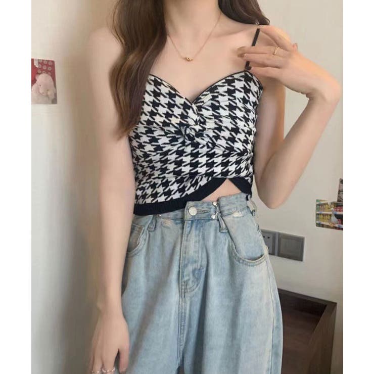 【SHOPLIST限定】フロントクロスショートニットキャミソール トップス サマ… | kirakiraShop  | 詳細画像8 