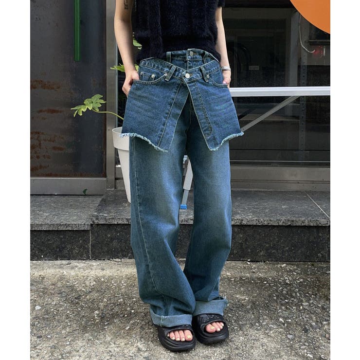 リメイク デニム やかましく 再構築 フレア ワイド ヴィンテージ