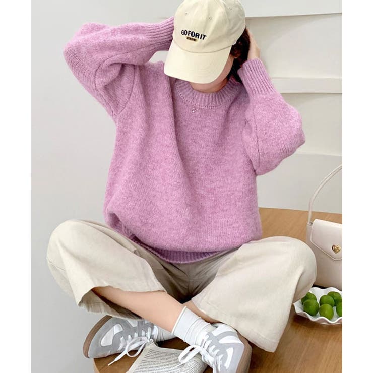 メンズライクシンプルモヘアニット トップス ニット[品番 メンズライクシンプルモヘアニット トップス ニット[品番