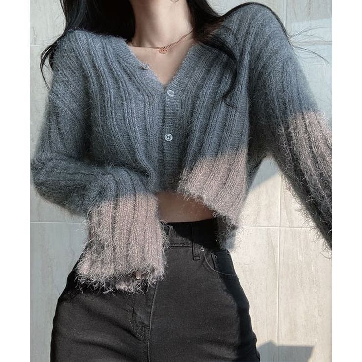 グレー | スリーブフレアショートニットカーディガン トップス カーディガン | kirakiraShop 