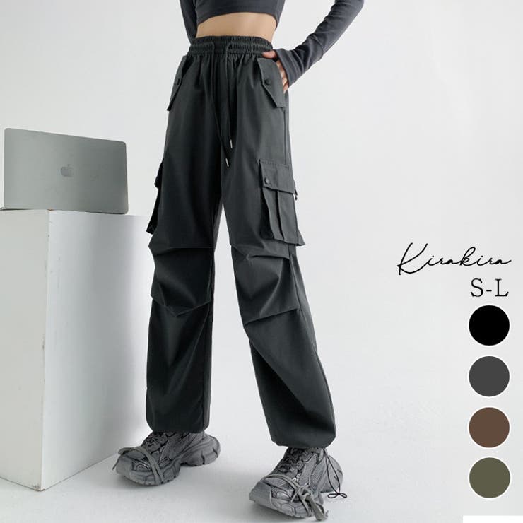 ストレートシルエットパラシュートカーゴパンツ 3サイズ ボトムス | kirakiraShop  | 詳細画像1 