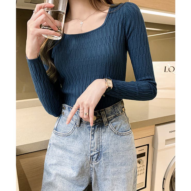 【SHOPLIST限定】3DコードヤーンUネックニットトップス トップス ニット | kirakiraShop  | 詳細画像11 