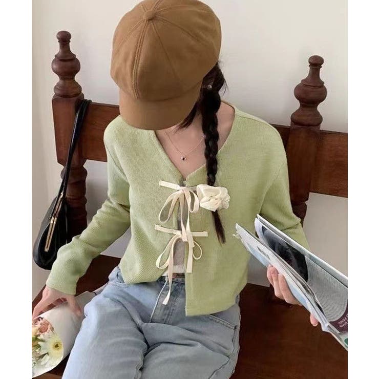 フロントリボンショートカーディガン トップス カーディガン | kirakiraShop  | 詳細画像14 