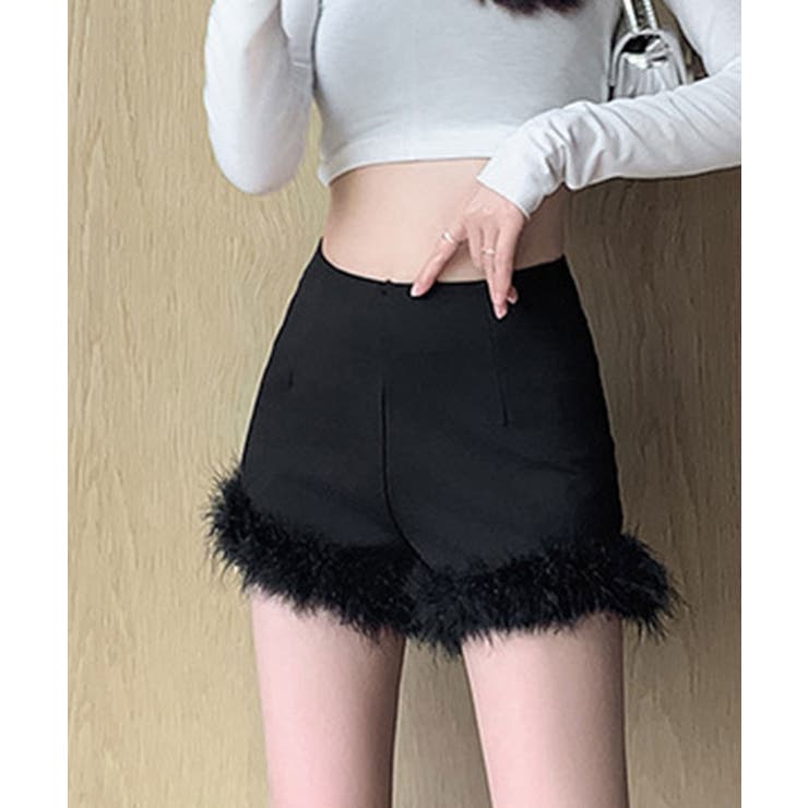 ファーハイウエストショートパンツ 2サイズ ボトムス[品番