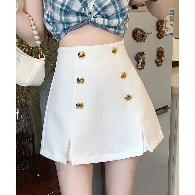 金ボタンハイウエストミニスカートパンツ2サイズ ボトムス ミニ 金ボタンハイウエストミニスカートパンツ2サイズ ボトムス ミニ
