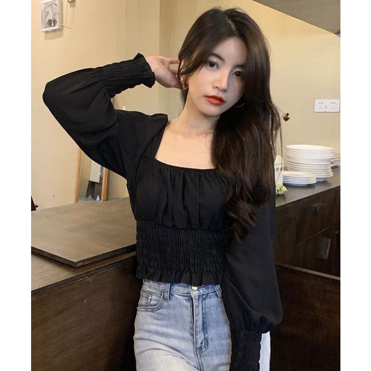 ボリュームスリーブギャザーショート丈ブラウス トップス ブラウス | kirakiraShop  | 詳細画像2 