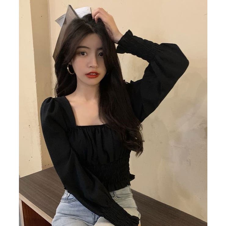 ボリュームスリーブギャザーショート丈ブラウス トップス ブラウス | kirakiraShop  | 詳細画像6 