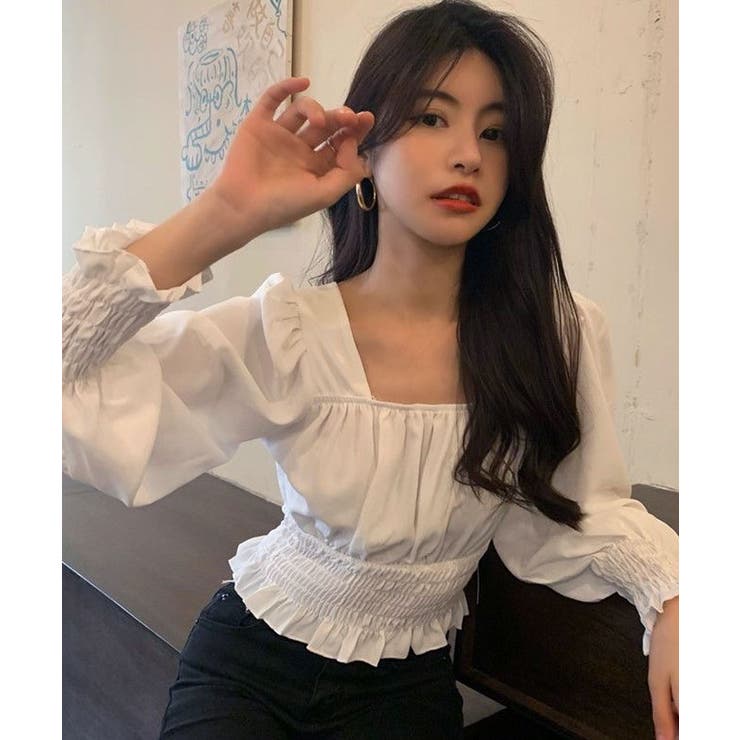 ボリュームスリーブギャザーショート丈ブラウス トップス ブラウス | kirakiraShop  | 詳細画像9 