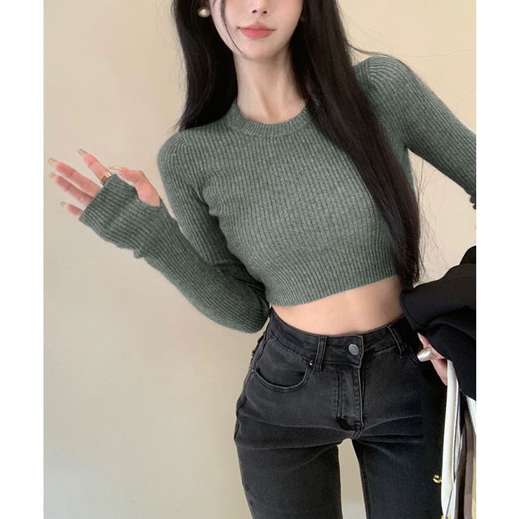 ショート丈リブニットトップス トップス リブニット | kirakiraShop  | 詳細画像12 