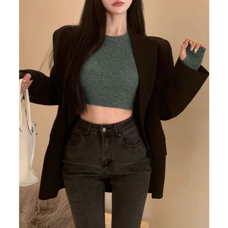 ショート丈リブニットトップス トップス リブニット | kirakiraShop  | 詳細画像14 