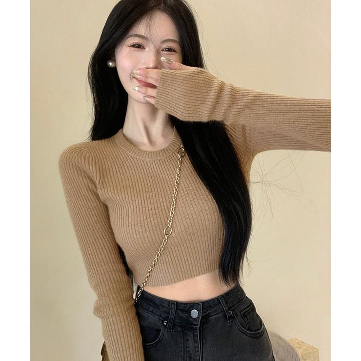 ショート丈リブニットトップス トップス リブニット | kirakiraShop  | 詳細画像17 