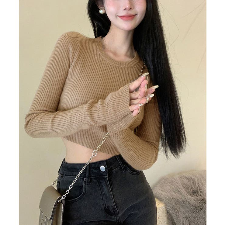 ショート丈リブニットトップス トップス リブニット | kirakiraShop  | 詳細画像18 
