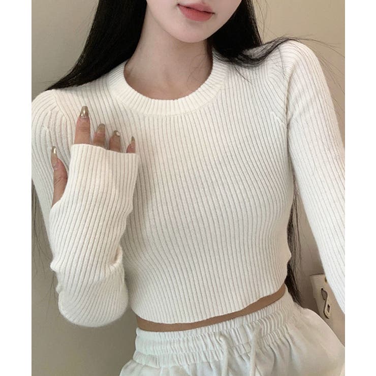 ショート丈リブニットトップス トップス リブニット | kirakiraShop  | 詳細画像7 