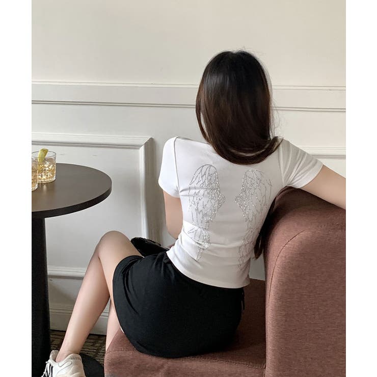 ラメストーンデザインTシャツ トップス フィット | kirakiraShop  | 詳細画像4 