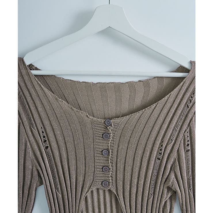 ダメージスリムニットカーディガン トップス カーディガン | kirakiraShop  | 詳細画像18 